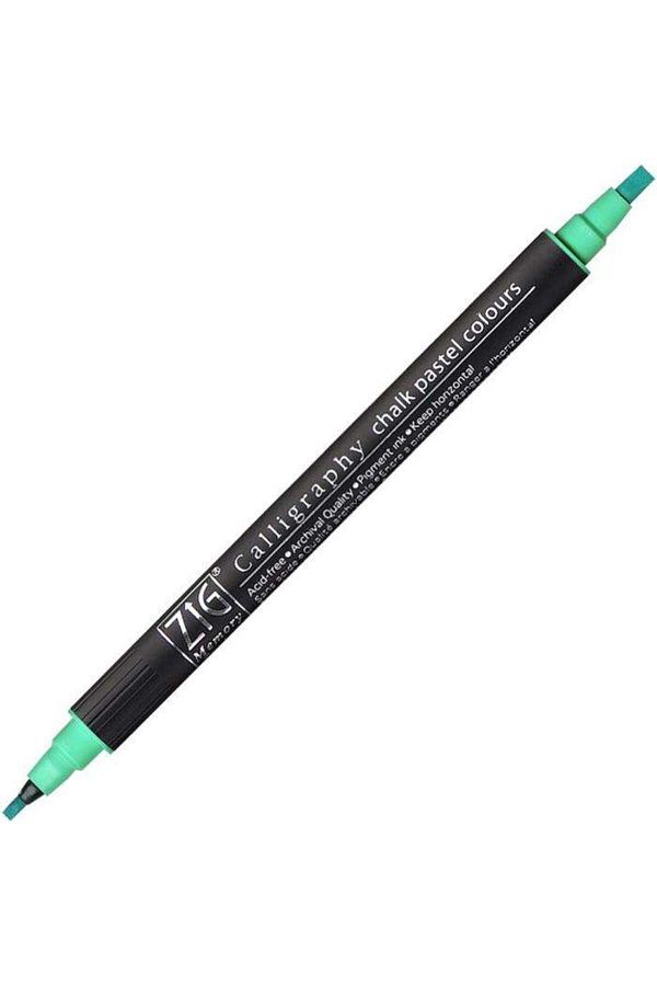 Zig-2 mm - 3.5 mm 040 Green Double Sided Pastel Tone Calligraphy Pen 1