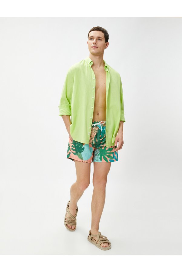 Koton Swim Shorts Tropical Printed Waist With Pocket Detail