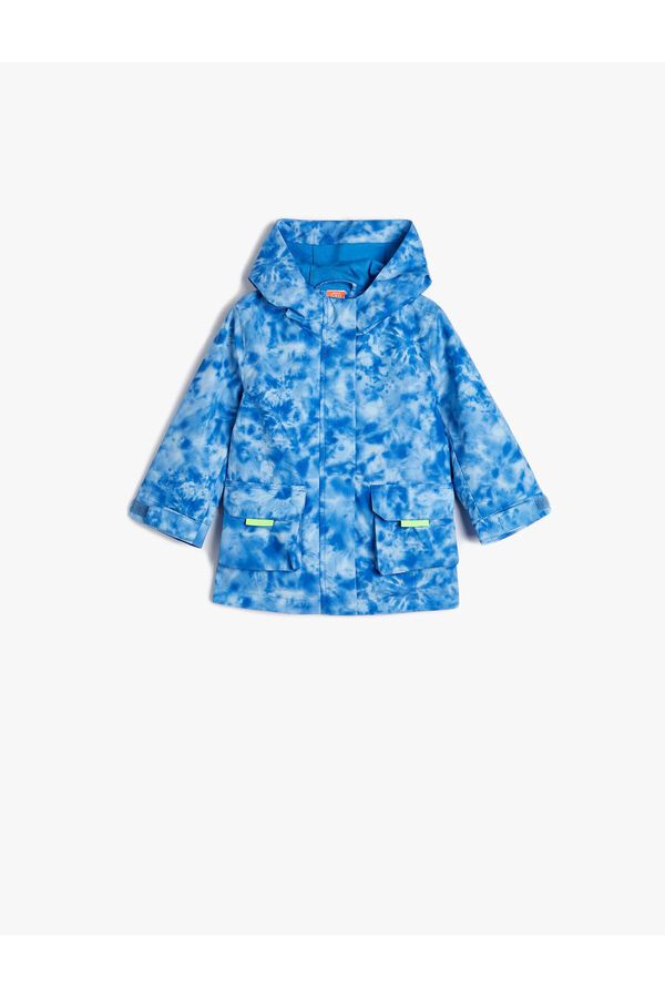 Koton Kapşonlu Gömlek Ceket Batik Desenli Kapaklı Cepli