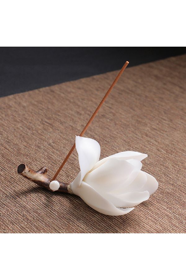 Choice-Handmade ceramic magnolia stick incense burner holder, elegant home decoration incense holder 1