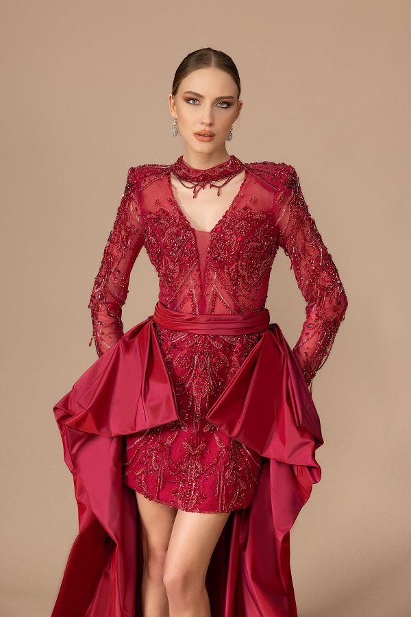 Kenzel Embroidered Front Short Back Long Dress Trendyol