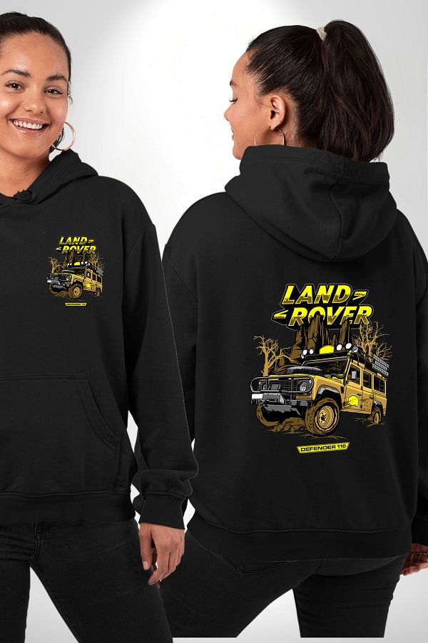 Angemiel Land Rover Defender 110 Black Hooded Men s Sweatshirt Unisex Women s Model Trendyol