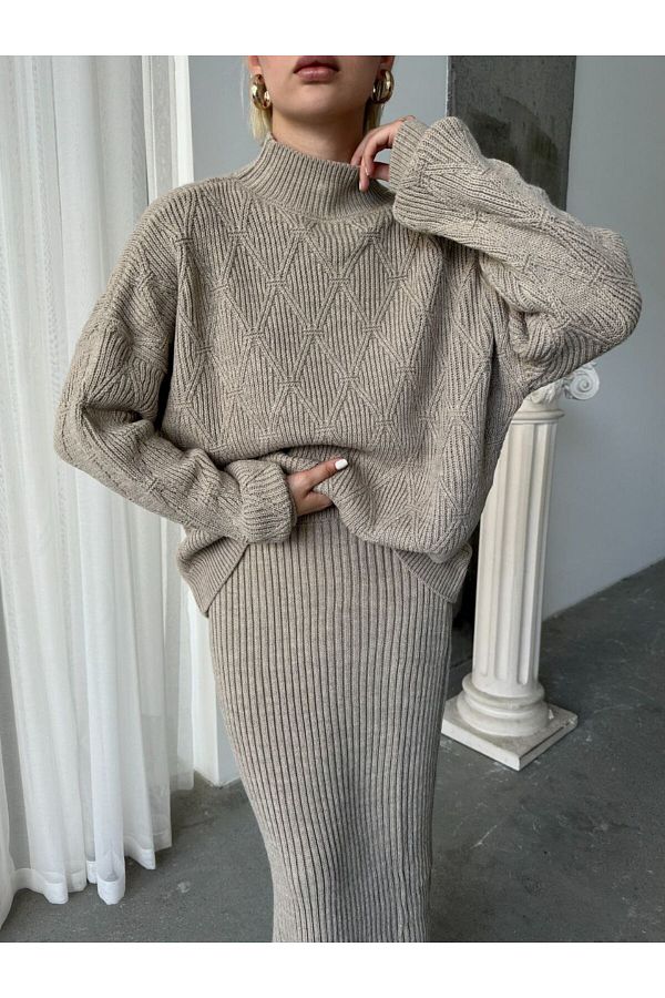 FEHAL G Y M Knitwear Fabric Sweater Skirt 2 Piece Set Trendyol