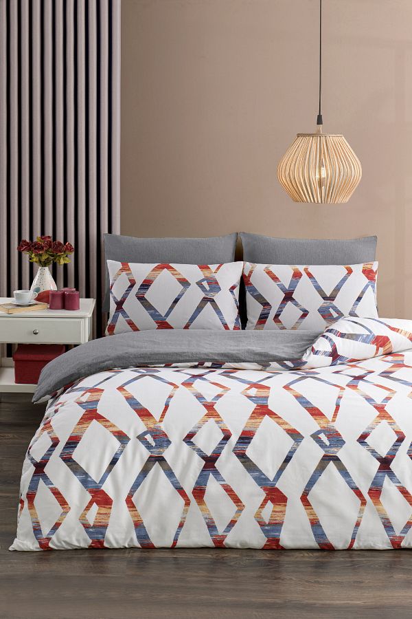 TABEA HOME-Soft Dreams Series - Double Cotton Duvet Cover Set with Elastic Sheets 1
