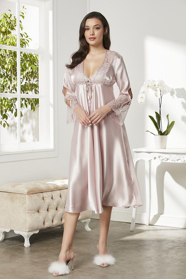 Pierre Cardin Satin Nightgown Dressing Gown Pajama Set Shorts Set 6 Piece Bridal Dowry Set 6620 Trendyol