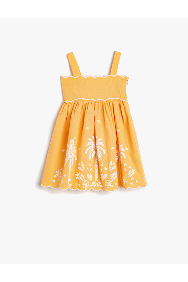 Koton Kare Yaka Elbise Kolsuz İşlemeli