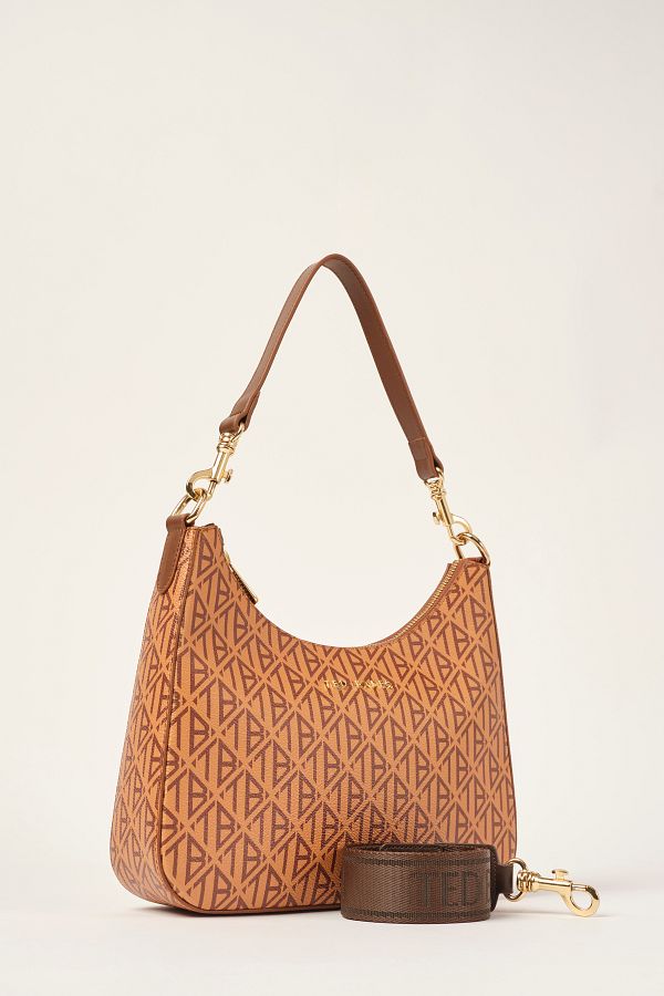 Ted Baker Taba Oblique Monogram Moon Cut Zippered Shoulder Bag 240416 Trendyol