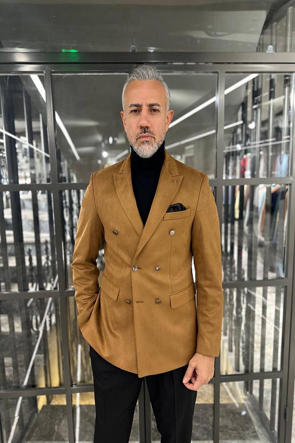Suede double breasted jacket clearance