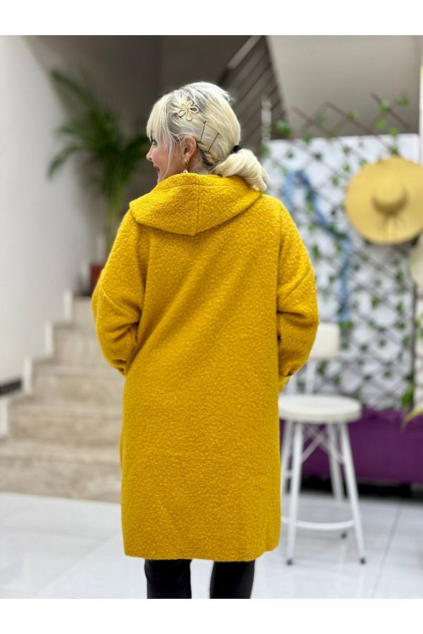 Mustard boucle coat new arrivals