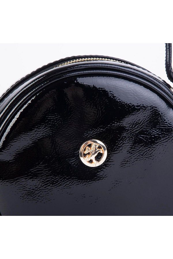 Nas Bag Round Oval Women s Summer Bag Black Kr k Patent Leather Trendyol