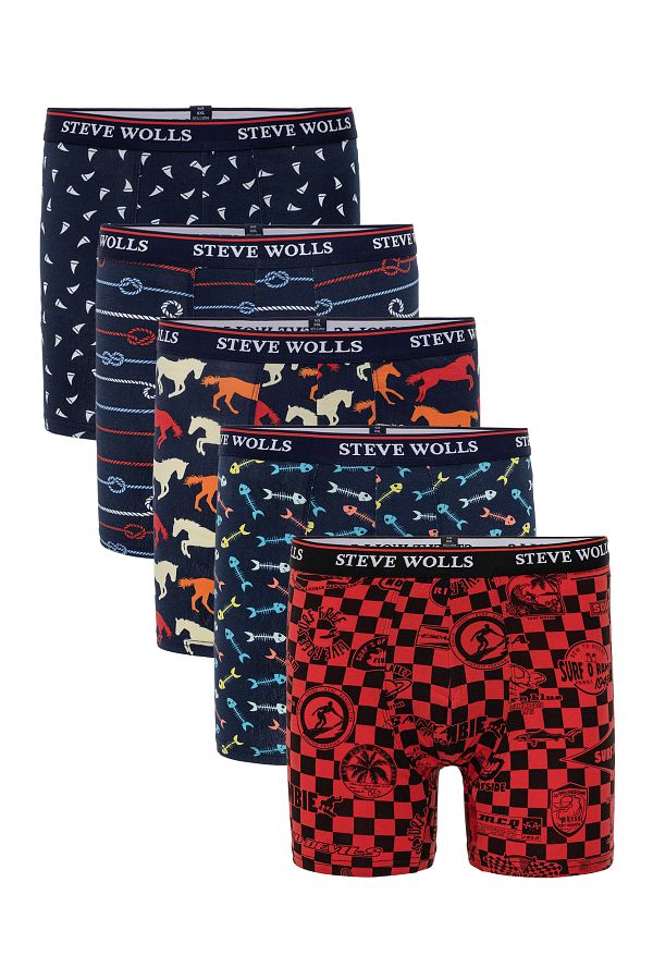 Steve Wolls-Men's Mixed Patterned 5-Piece Boxers - 23310 1