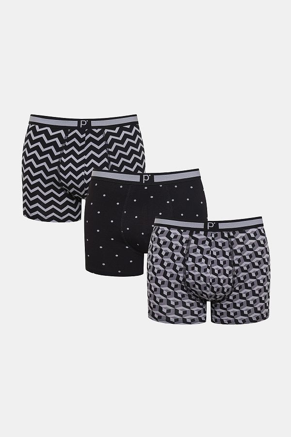 Penti-Dots Patterned Multi-Colored Triple Boxer 1