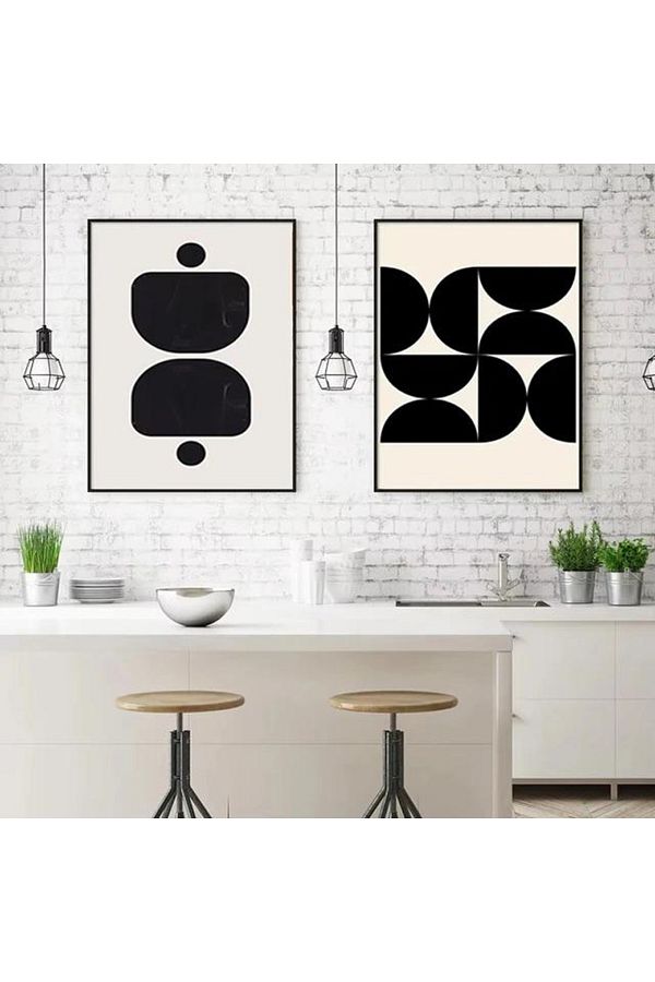 Linacci-Modern Circular Gray Glass Table Set with Double Black Metal Frame 1