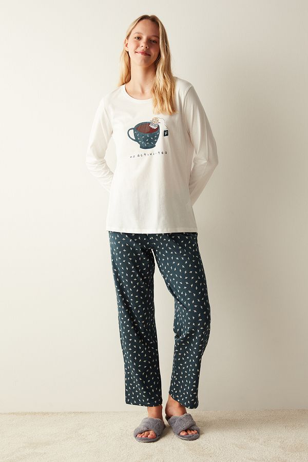 Penti-Activi-Tea Slogan Printed Pajama Set 1