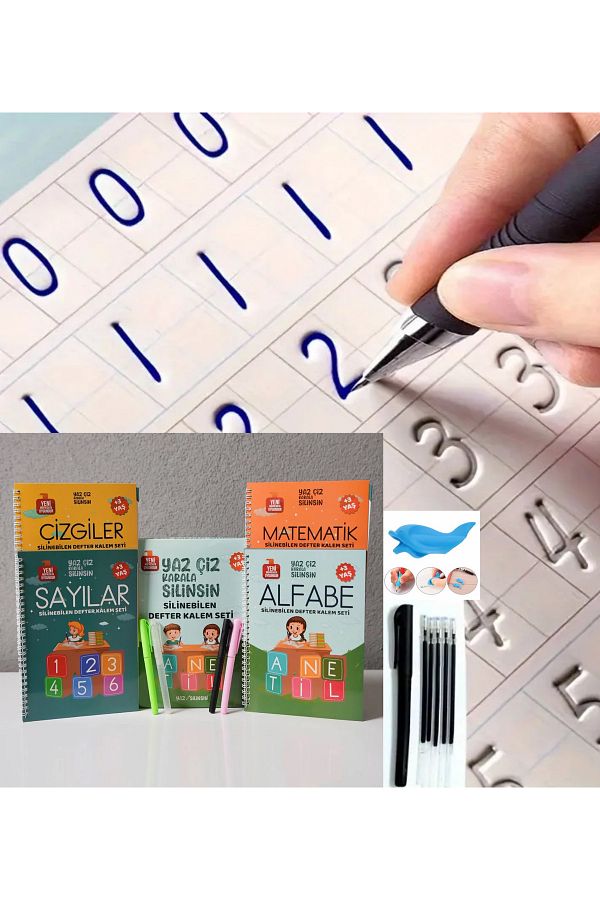 LRS STORE-Magic Writing Set with Erasable Cremes Embossed Notebook Writing Tutorial 4 Books + 1 Pen + 5 Spare Tips 1