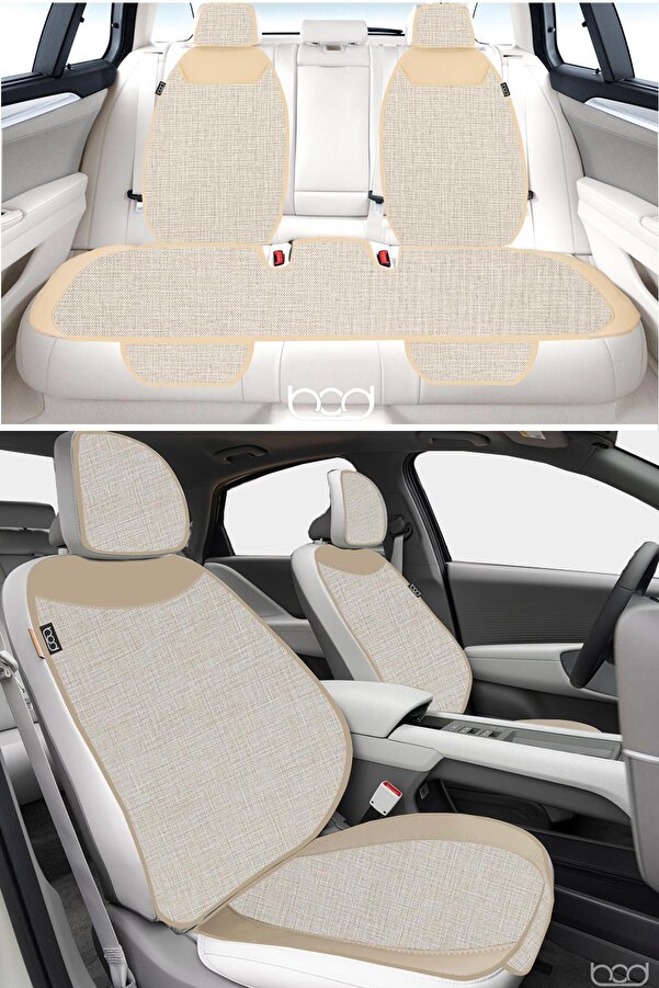 Bod Keten Terletmez Oto Koltuk Minderi Seti Koltuk Koruma Kılıfı Yalı Serisi Ön Arka Set Bej