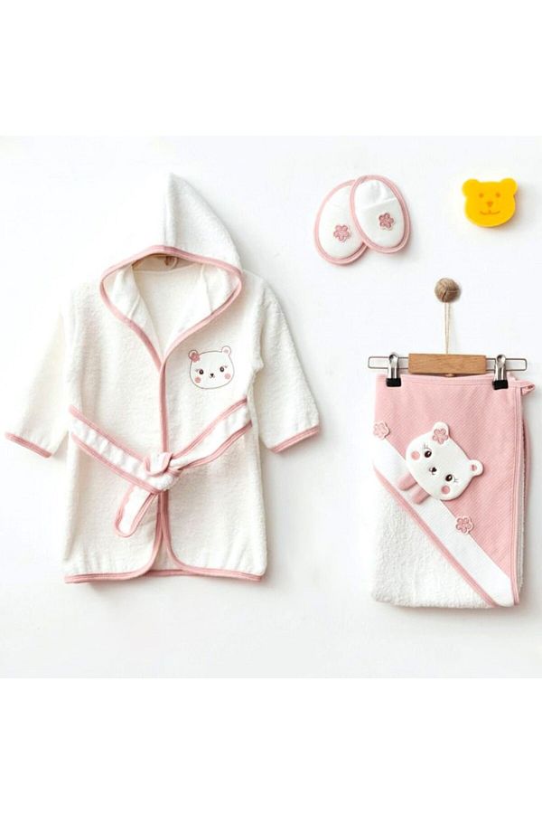 Eke-Lux Gri̇l Bear Baby Bathrobe Set 1