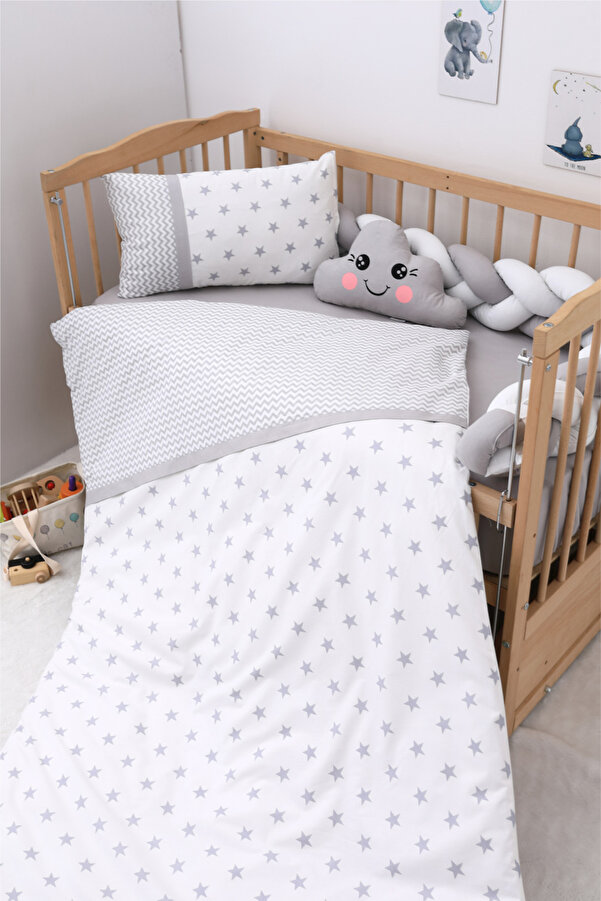 Umaybebek Bebek Nevresim Takımı, Örgü Korumalık, Çarşaf - %100 Pamuk