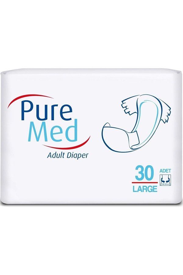 Puremed-Pure Med Waistbanded Adult Patient Diapers Medium Size 30 Pieces 1