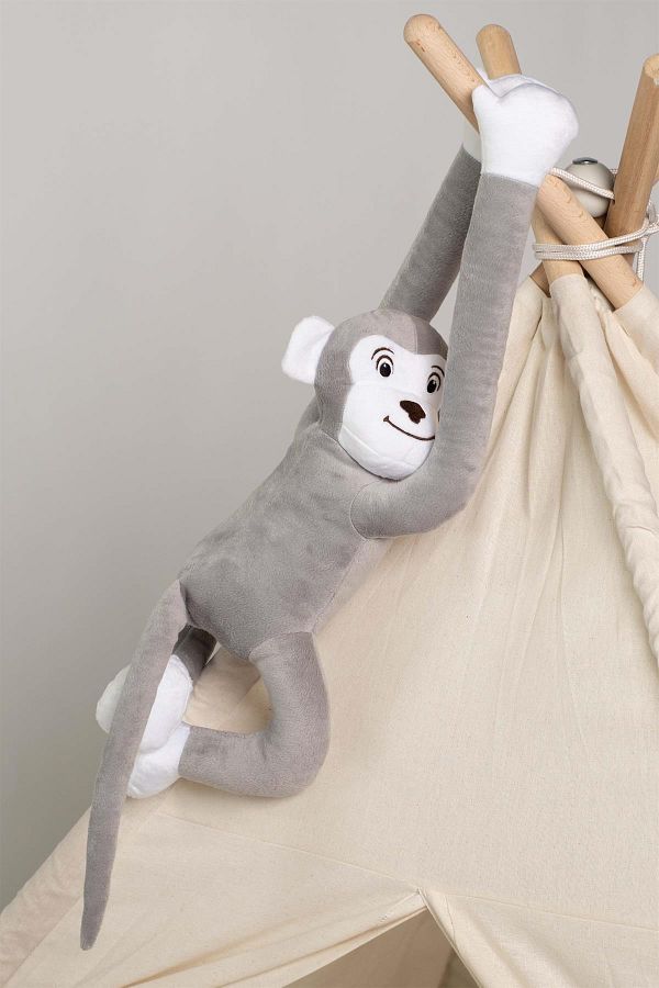 Boumini-Toys Plush Monkey Hugging the Neck with Gray Hands and Snaps 55 Cm 1