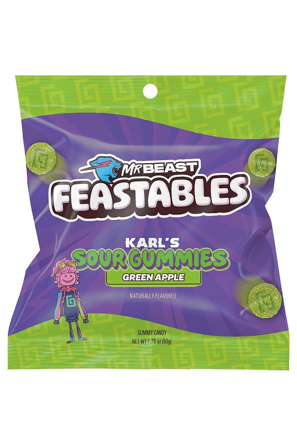 Feastables-Mr Beast Feastables Karl Gummies Sour Green Apple 50Gr 1