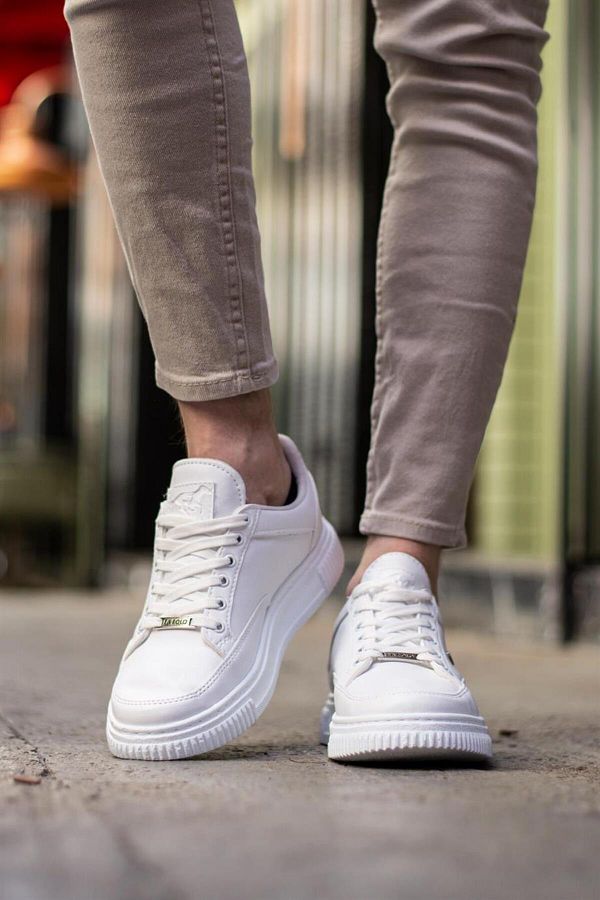 L.A Polo 039 White Color White Sole Lace Up Casual Men s Sneakers