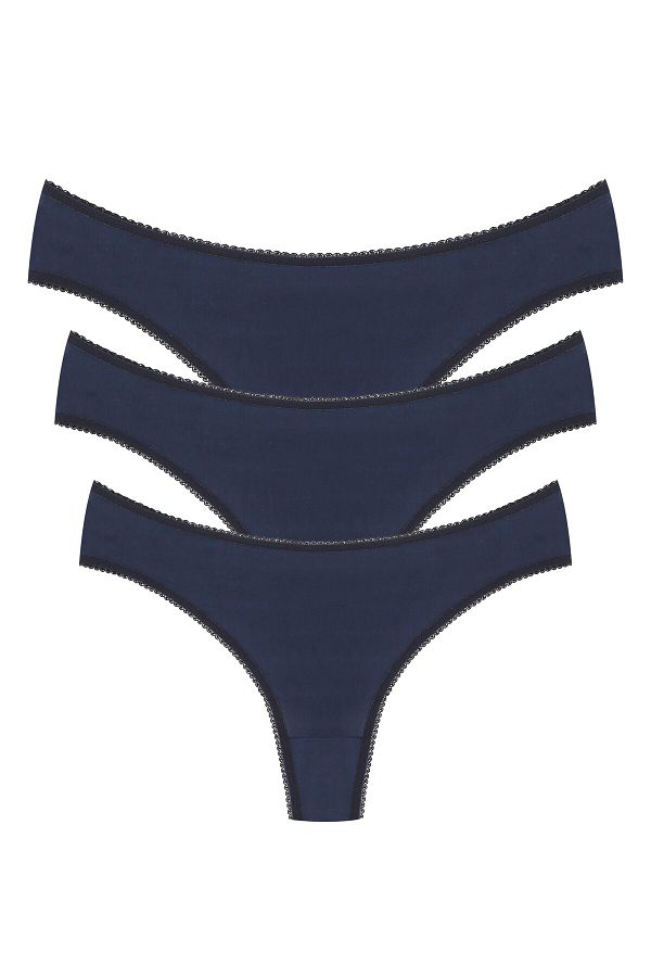 Akbeniz-Set de chiloți din bumbac, albastru bleumarin, 3 piese - 40250 1