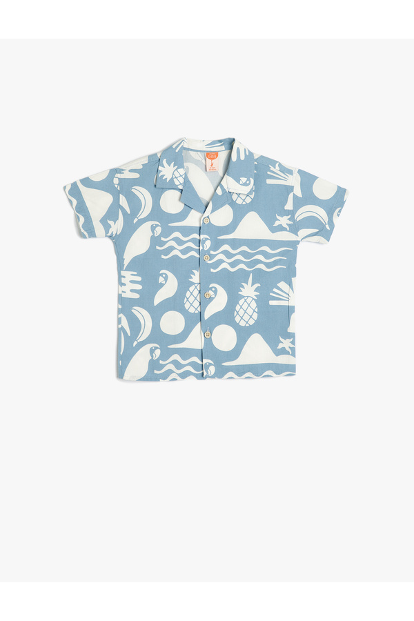Koton Gömlek Yaz Baskılı Kısa Kollu Pamuklu