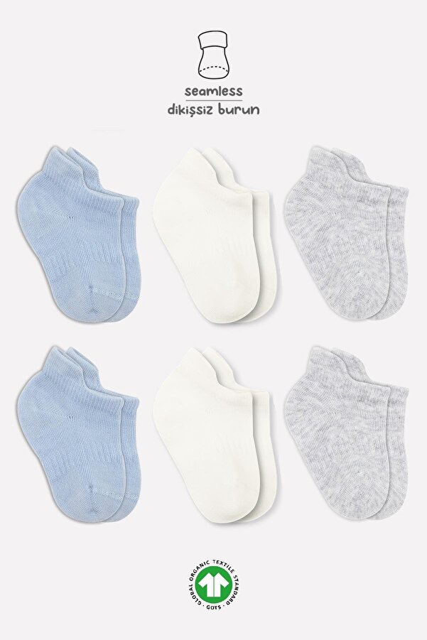 Bistyle Bistil Kız Erkek Bebek Organik 6lı Çocuk Sneakers Çorap
