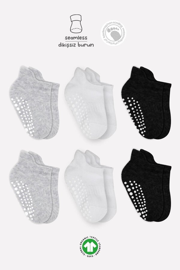 Bistyle Bistil Kız Erkek Bebek Organik Dikişsiz Kaymaz Sneakers Çorap