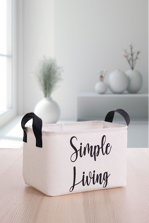 Rope Home-Coș de depozitare organizator de dimensiuni mari cu imprimeu alb Simple Living 37x27x25 1