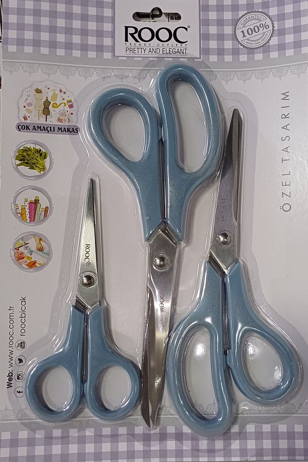 Rooc-Blue Handle 3-Piece Special Design Scissors Set 1
