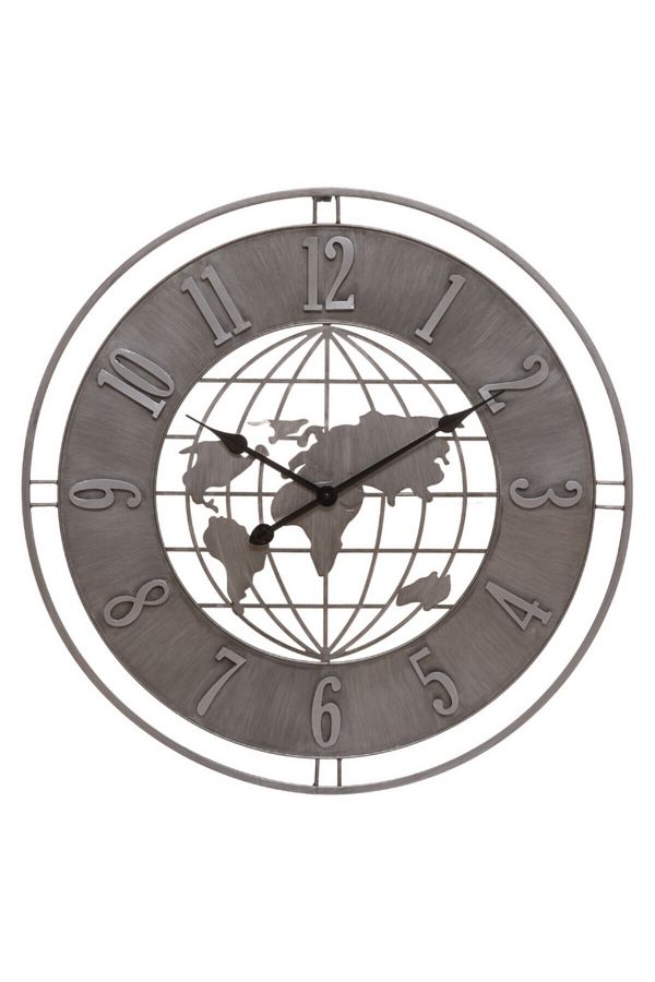 Atmosphera-Isac World Globe Design Analog Metal Wall Clock Slate 68cm 1