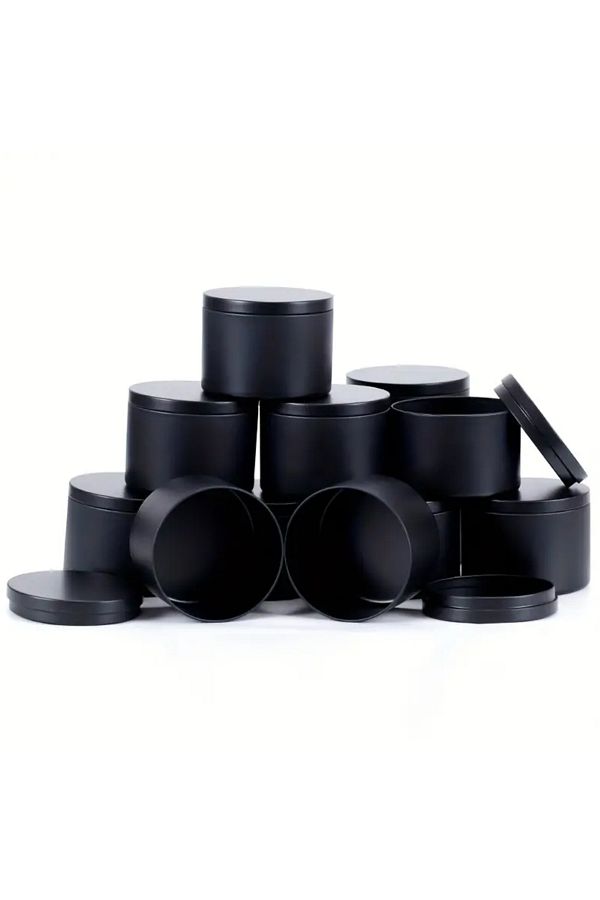 Choice-8OZ-All Black 12pcs 4oz/8oz Empty Matte Black Candle Jar with Lid - Multipurpose Metal Container for 1
