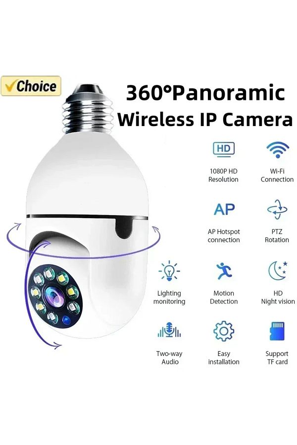 pakistan wifi light bulb camera Choice E27 Bulb Camera 4X Digital Zoom AI Human Motion Detect Full Color  Night Vision Surveillance Camera- Trendyol