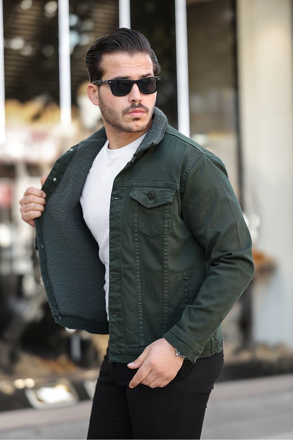 comstar Men s Fur Lined Denim Jacket Trendyol