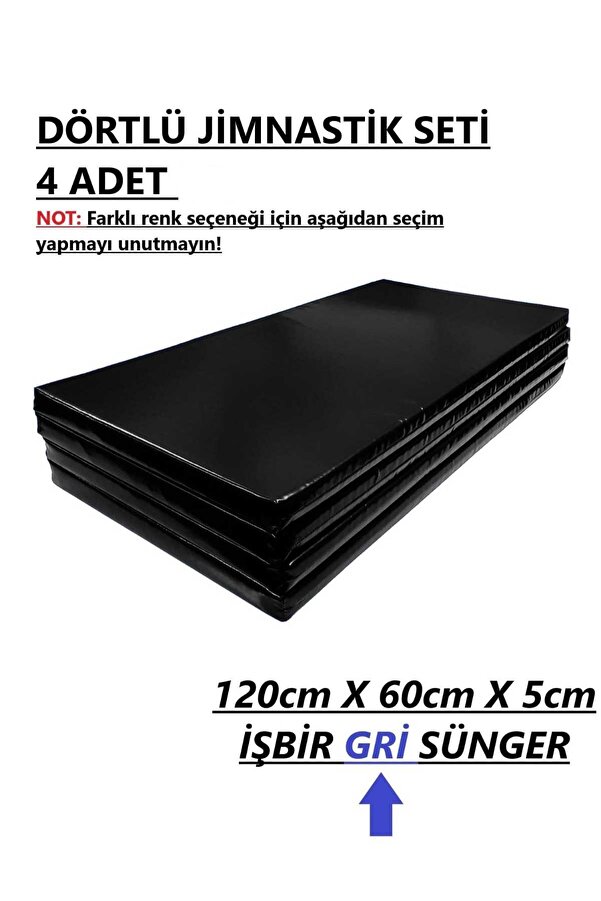 gürteks Siyah Antrasit Dörtlü Set 60x120x5 cm Çocuk Jimnastik Minderi (PVC)