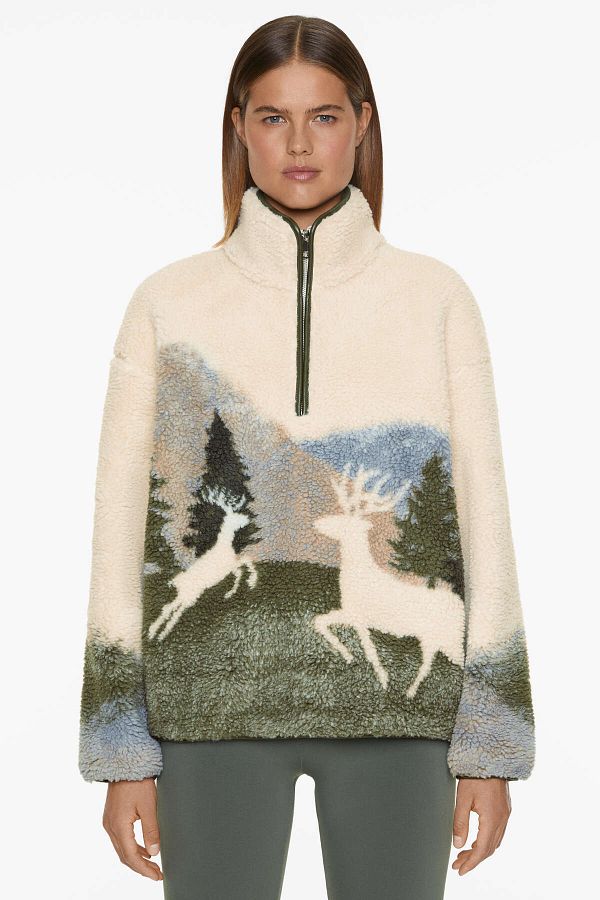 Oysho Deer faux shearling sweatshirt Trendyol