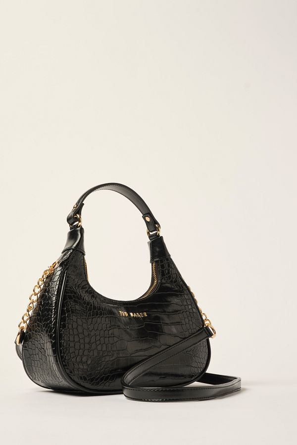 Ted Baker Black Crocodile Croco Baguette Shoulder Bag 2898
