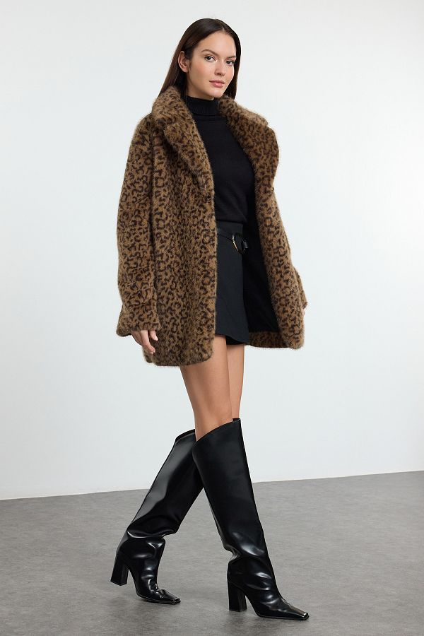 Trendyol Collection-Різнобарвне довге пальто з литого оверсайз каракулю TWOAW25MO00189 1
