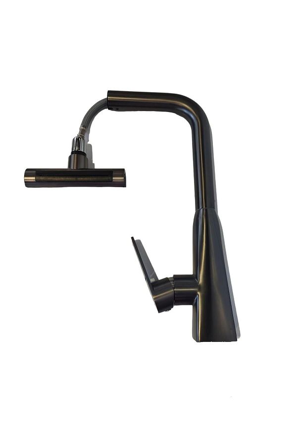 FLEKO BATARYA-Fleko Lora Plus 4-Function Spiral Anthracite Sink Faucet 1