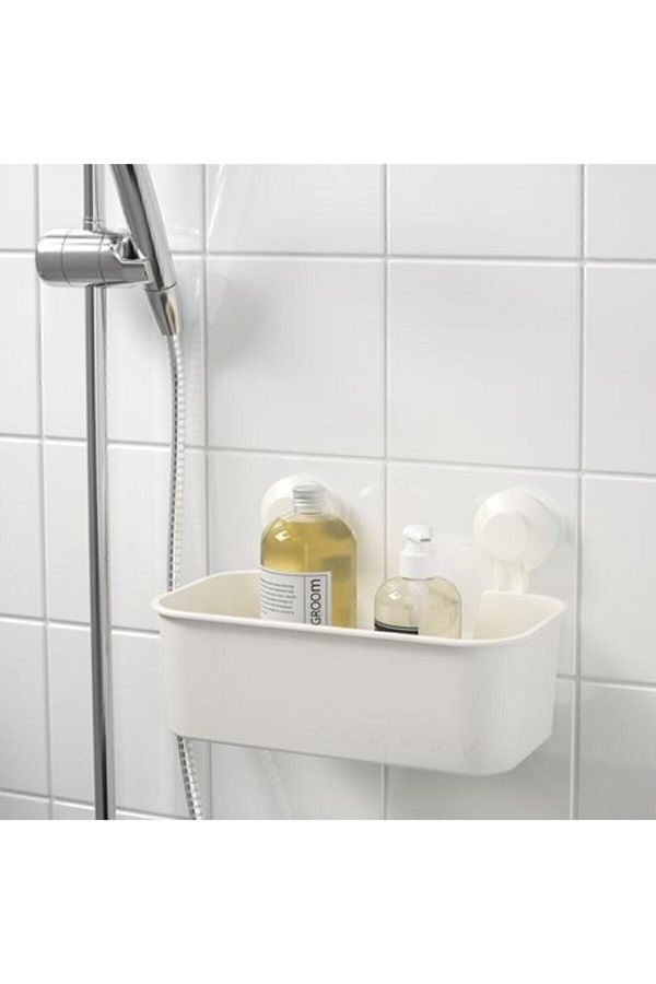 IKEA-Coș de duș alb, pătrat Meridyendukkan, raft pentru baie, cu ventuză 1