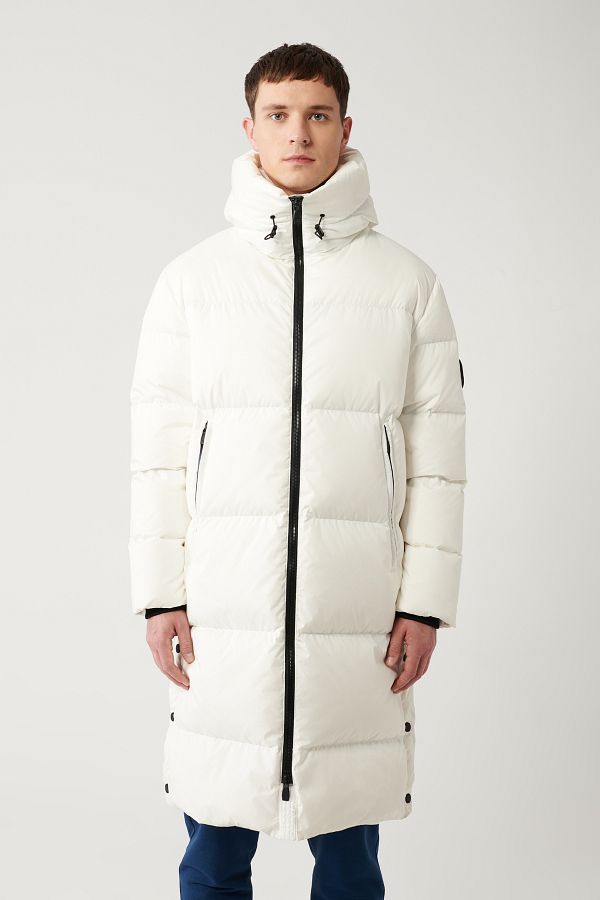 Avva Men s White Goose down Water Repellent Windproof Hooded Long Puffer Coat A32Y6021 Trendyol
