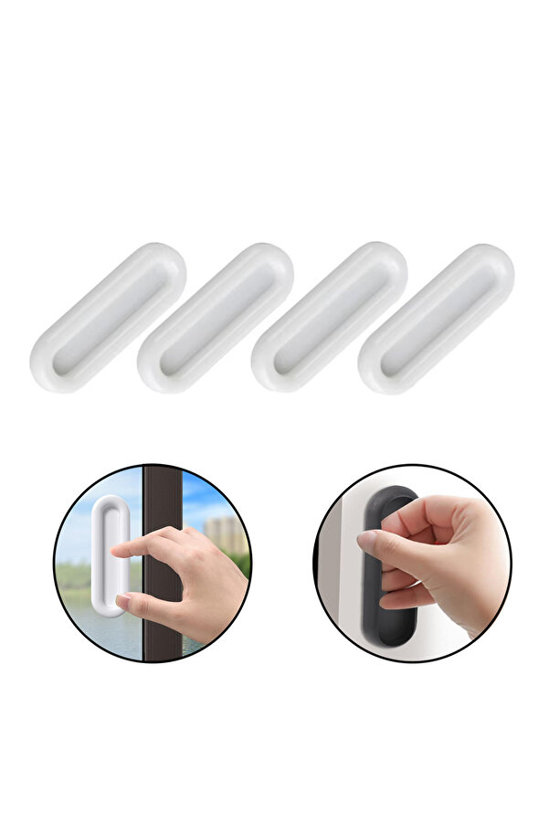 Microcase Plastik Sürgülü Kapı Çekmece Pencere  Sineklik  vb. için  Yapışkanlı  Kol Tutacağı -AL4757  4 Adet