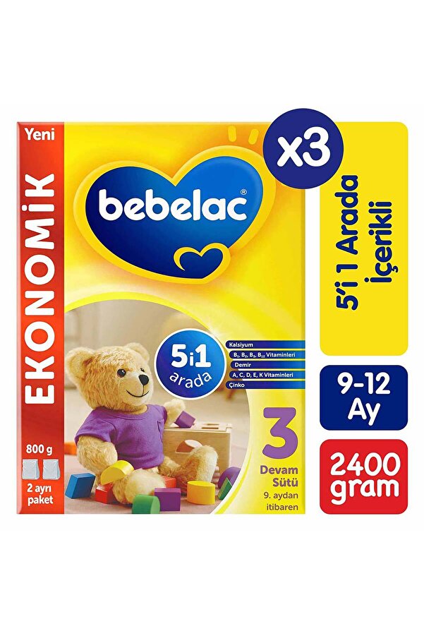 Bebelac 3 Devam Sütü 800 Gr x3 Megapack