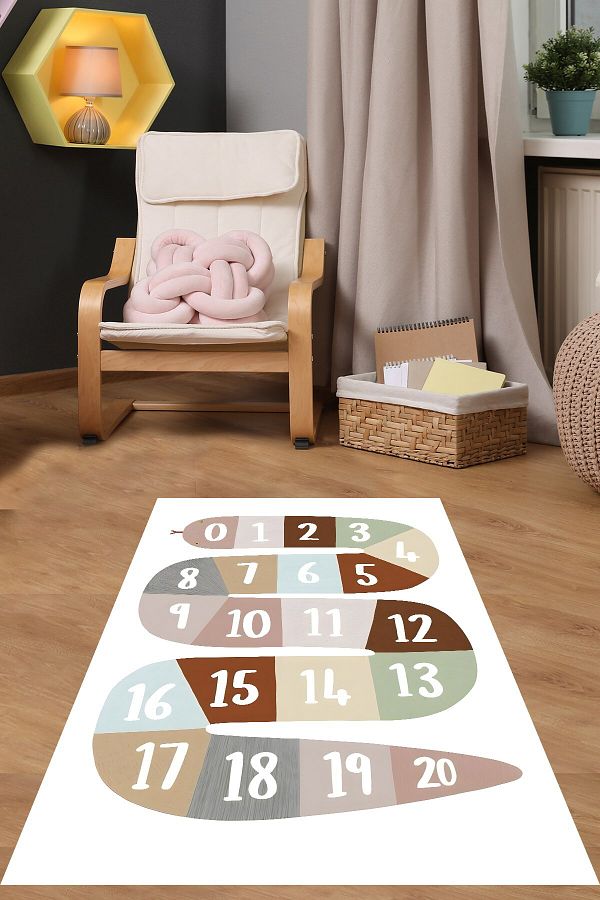 on the clouds-Bohemian Shades Snake Pattern Numbers Educational Washable Non-Slip Base Stain Resistant Children's Room Carpet 1