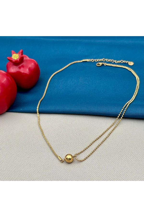 Opia Takı & Aksesuar-Steel Gold Middle Bulk Necklace 1