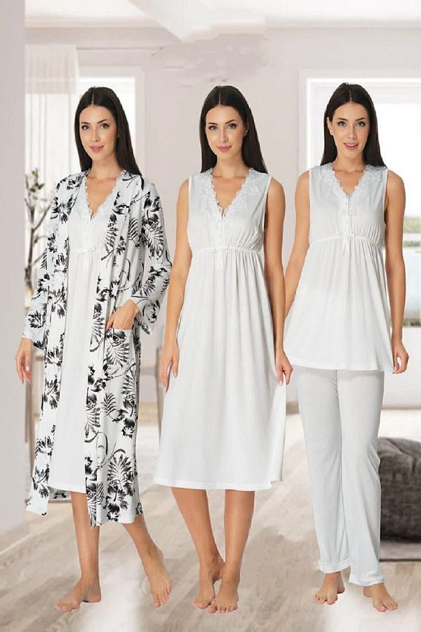 Effort Pijama-Effortt Women's Black and White Maternity Pregnant Set 8036 1