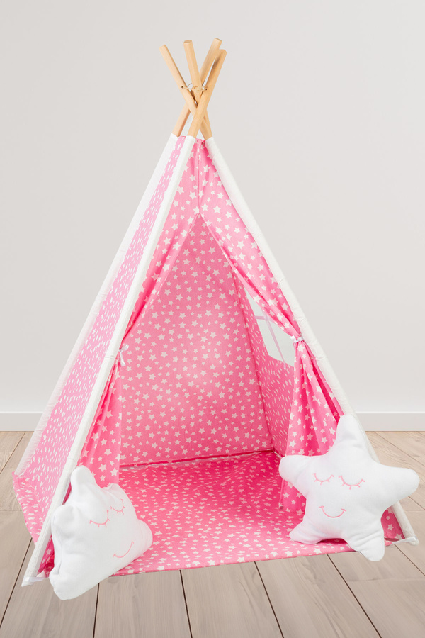 38 OtuzSekiz Kızılderili Çocuk Minderli Ahşap Direkli Ev & Bahçe Oyun Alanı Geniş Oyun Çadırı