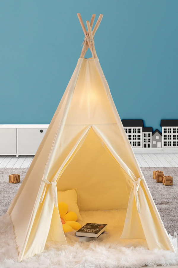 38 OtuzSekiz Yıldızlı Kızılderili Ahşap Direkli Geniş Oyun Çadırı